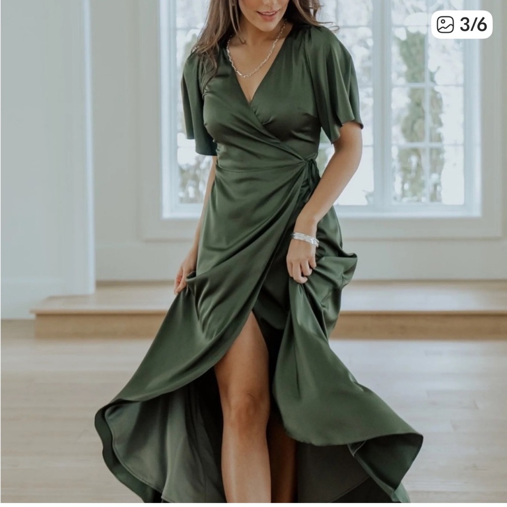 Baltic Born Olive Green Wrap Maxi Dress